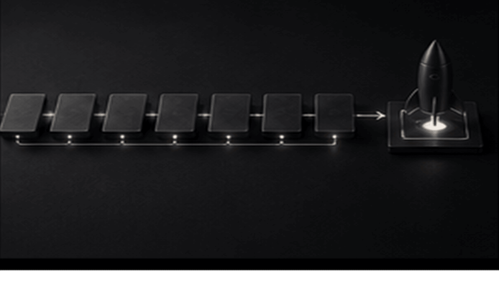 Monochrome editorial illustration of connected stages in a website development process