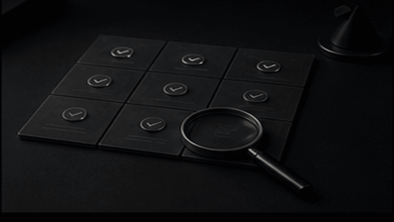 Monochrome editorial illustration for website maintenance checklist for performance, security and content