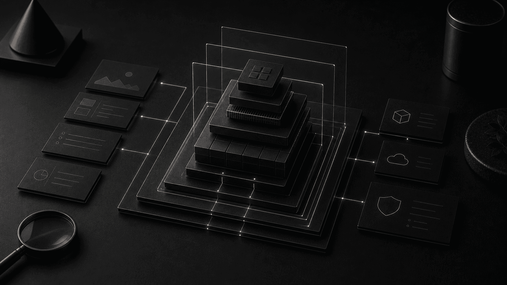 Monochrome editorial illustration for web design packages explained: inclusions, limits and hidden assumptions