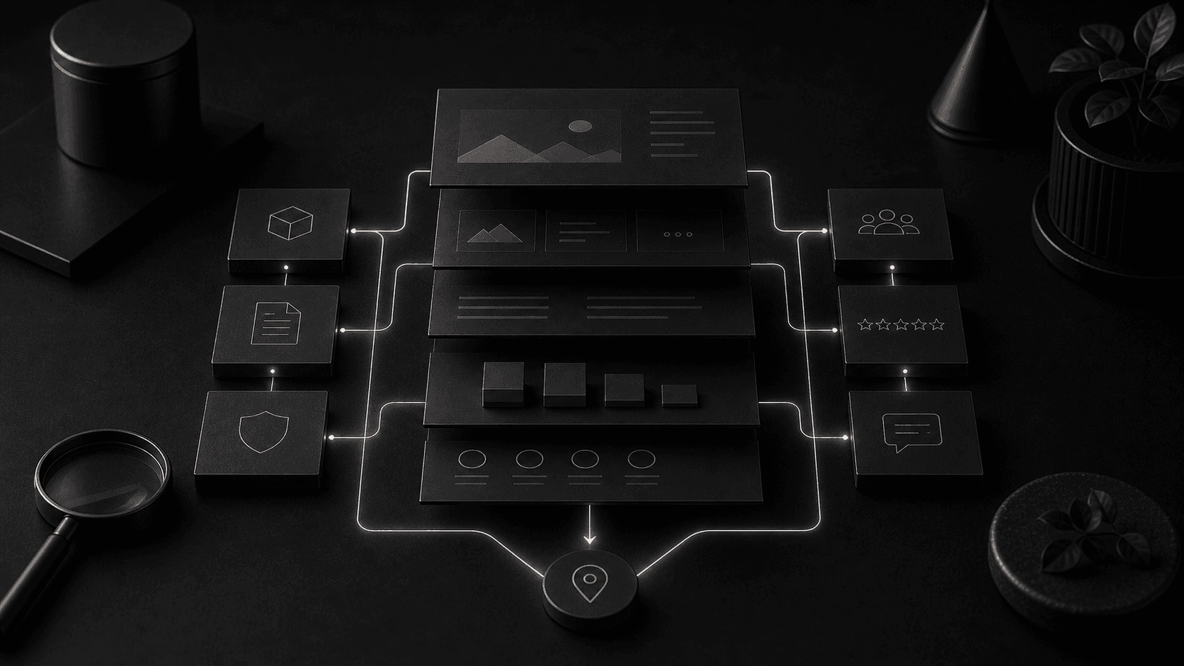 Monochrome editorial illustration for website design for small businesses in the uk: what to prioritise